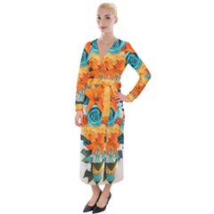 Spring Flowers Velvet Maxi Wrap Dress by LW41021