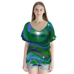 Night Sky V-neck Flutter Sleeve Top by LW41021