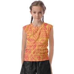 Orange/yellow Line Pattern Kids  Raglan Cap Sleeve Tee by LyleHatchDesign