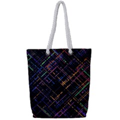 Criss-cross Pattern (multi-colored) Full Print Rope Handle Tote (small) by LyleHatchDesign