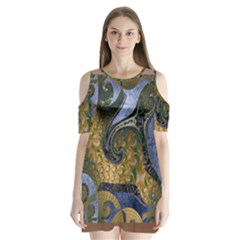 Ancient Seas Shoulder Cutout Velvet One Piece by LW323