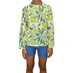 Folk Floral Pattern  Abstract Flowers Surface Design  Seamless Pattern Kids  Long Sleeve Swimwear by Eskimos