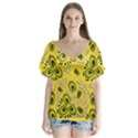 Folk floral pattern. Abstract flowers surface design. Seamless pattern V-Neck Flutter Sleeve Top View1