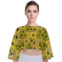 Folk floral pattern. Abstract flowers surface design. Seamless pattern Tie Back Butterfly Sleeve Chiffon Top View1