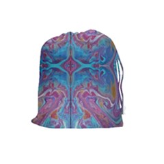 Marbling Turquoise Marbling Drawstring Pouch (large) by kaleidomarblingart