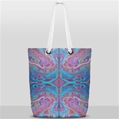 Marbling Turquoise Marbling Full Print Rope Handle Tote (small) by kaleidomarblingart