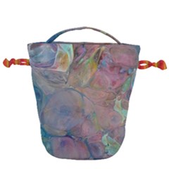 Marbled Pebbles Drawstring Bucket Bag by kaleidomarblingart