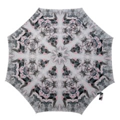 Grey On Pink Marbling Hook Handle Umbrellas (small) by kaleidomarblingart