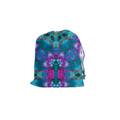 Peacock2 Drawstring Pouch (small) by LW323