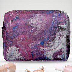 Violet Feathers Make Up Pouch (large) by kaleidomarblingart