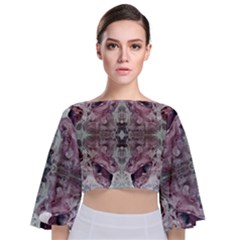 Pebbles Repeats Iv Tie Back Butterfly Sleeve Chiffon Top by kaleidomarblingart