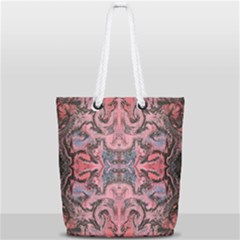 Pink Arabesque Iv Full Print Rope Handle Tote (small) by kaleidomarblingart