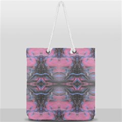 Grey Pink Module  Full Print Rope Handle Tote (large) by kaleidomarblingart