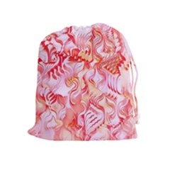 Cherry Blossom Cascades Abstract Floral Pattern Pink White  Drawstring Pouch (xl) by CrypticFragmentsDesign