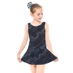 Topography Map Kids  Skater Dress Swimsuit by goljakoff