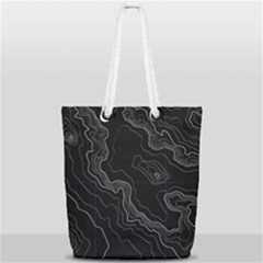 Black Topography Full Print Rope Handle Tote (small) by goljakoff