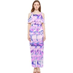 Hydrangea Blossoms Fantasy Gardens Pastel Pink And Blue Draped Sleeveless Chiffon Jumpsuit by CrypticFragmentsDesign