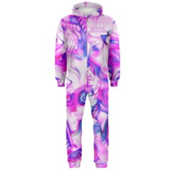Hot Pink Fuchsia Flower Fantasy  Hooded Jumpsuit (men)  by CrypticFragmentsDesign