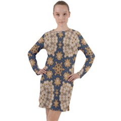 Denimpearls2 Long Sleeve Hoodie Dress by LW323