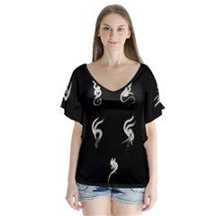 Katzen Cats Katzen Cats V-neck Flutter Sleeve Top by WetdryvacsLair