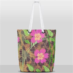 Jungle Floral Full Print Rope Handle Tote (small) by PollyParadise