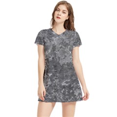 Dark Grey Abstract Grunge Texture Print Women s Sports Skirt by dflcprintsclothing