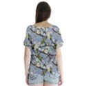 Pear Branch With Flowers V-Neck Flutter Sleeve Top View2