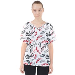 Folk Floral Pattern  Flowers Abstract Surface Design  Seamless Pattern V-neck Dolman Drape Top by Eskimos