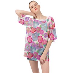 Bright, Joyful Flowers Oversized Chiffon Top by SychEva