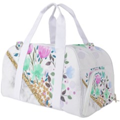 Minimal Green Gold Floral Marble A Burner Gym Duffel Bag by gloriasanchez