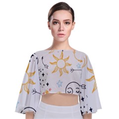 Pattern Mystic Tie Back Butterfly Sleeve Chiffon Top by alllovelyideas