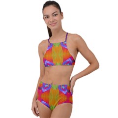 Glitch Futuristic Punk  High Waist Tankini Set by gloriasanchez