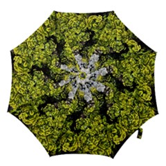 Acid Green Patterns Hook Handle Umbrellas (large) by kaleidomarblingart