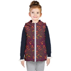 Folk Floral Art Pattern  Flowers Abstract Surface Design  Seamless Pattern Kids  Hooded Puffer Vest by Eskimos