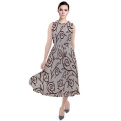 Curly Lines Round Neck Boho Dress by SychEva