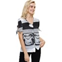 Spacemonkey Bow Sleeve Button Up Top View3