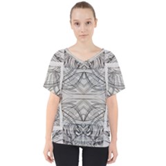 Monochrome Module Pattern Iv V-neck Dolman Drape Top by kaleidomarblingart