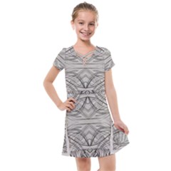 Monochrome Module Pattern Iv Kids  Cross Web Dress by kaleidomarblingart