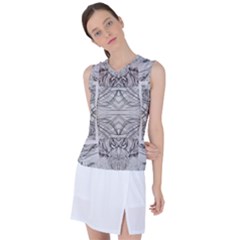 Monochrome Module Pattern Iv Women s Sleeveless Sports Top by kaleidomarblingart