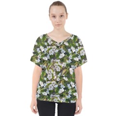 Blooming Garden V-neck Dolman Drape Top by SychEva