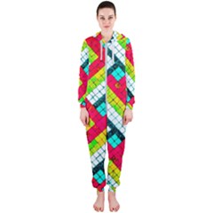 Pop Art Mosaic Hooded Jumpsuit (ladies)  by essentialimage365