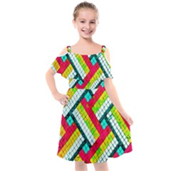 Pop Art Mosaic Kids  Cut Out Shoulders Chiffon Dress by essentialimage365