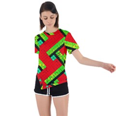 Pop Art Mosaic Asymmetrical Short Sleeve Sports Tee by essentialimage365