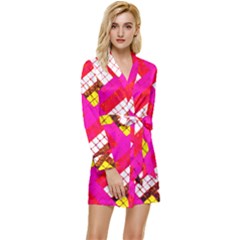 Pop Art Mosaic Long Sleeve Satin Robe by essentialimage365
