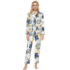 Tropical Blue Love Womens  Long Sleeve Pocket Pajamas Set by designsbymallika