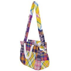 Checks Pattern Rope Handles Shoulder Strap Bag by designsbymallika