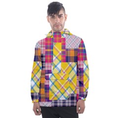 Checks Pattern Men s Front Pocket Pullover Windbreaker by designsbymallika
