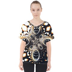 Fractal Jewerly V-neck Dolman Drape Top by Sparkle