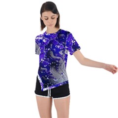 Fractal Lava Asymmetrical Short Sleeve Sports Tee by Sparkle