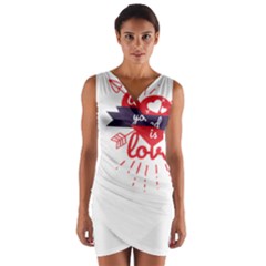 All You Need Is Love Wrap Front Bodycon Dress by DinzDas